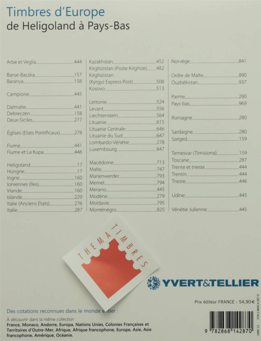 Catalogue de cotation Yvert timbres d'Europe volume 3 - Heligoland